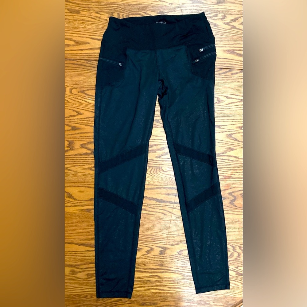 ⚡️CYNTHIA ROWLEY⚡️sz S ATHLETIC PANTS BLACK polyester/spandex zip pockets 💥GUC💥